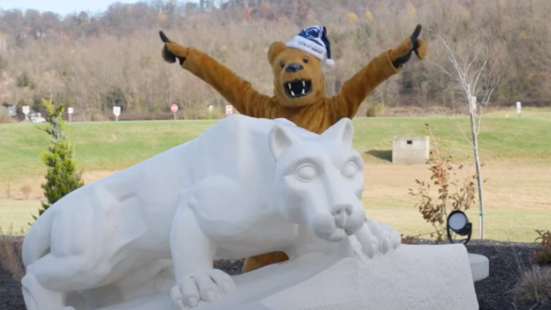 The Nittany lion mascot and lion shrine at Penn State Lehigh Valley